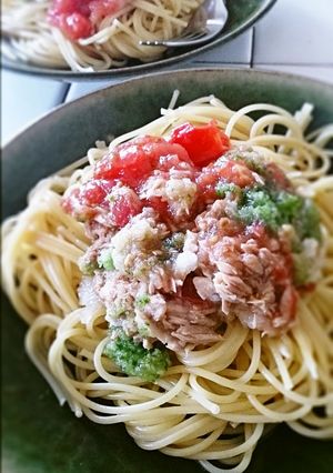 イタリアンカラーの鮮やか釜揚げパスタ-レシピのメイン写真