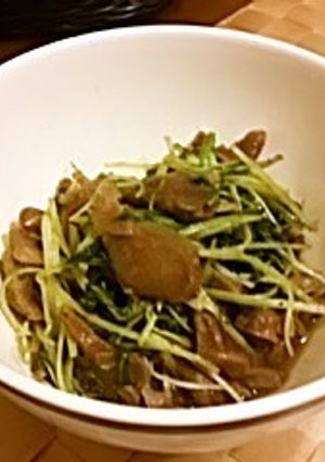 ◆時短＆簡単副菜♡水菜と砂ずりの炒め物◆-レシピのメイン写真