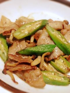 オクラと豚バラの甘辛炒め-レシピのメイン写真