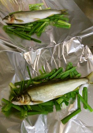 ワタまでおいしい！鮎のニラ焼き-レシピのメイン写真