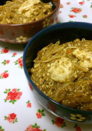 ハンバーグのリメイク☆カレー麻婆豆腐丼-レシピのメイン写真
