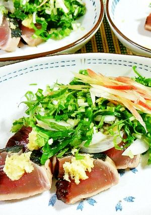 水菜と大葉たっぷり　鰹のたたき♪-レシピのメイン写真
