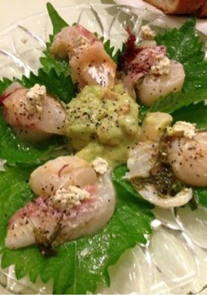 鯛とホタテのカルパッチョ☆大葉巻き-レシピのメイン写真