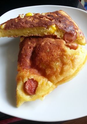 コーンとソーセージのパンケーキ-レシピのメイン写真