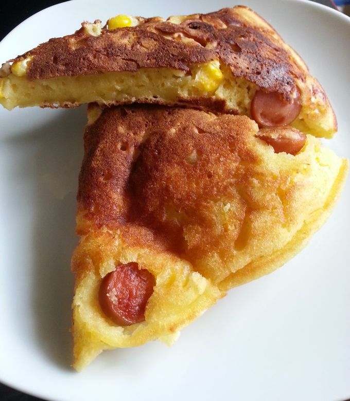 コーンとソーセージのパンケーキ-レシピのメイン写真