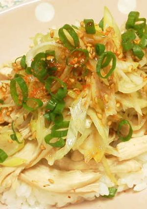 鶏胸肉のピリ辛ねぎ油のせ丼-レシピのメイン写真