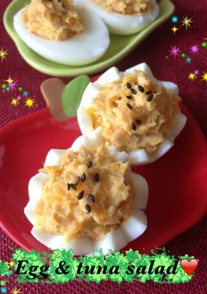 お弁当に♪お花カップの卵とツナのサラダ♡-レシピのメイン写真