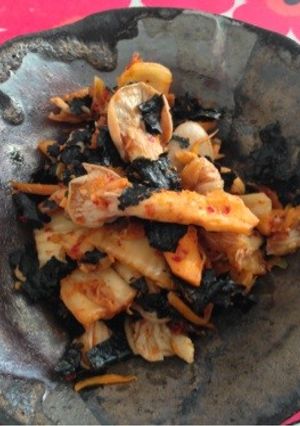 簡単おつまみ！きのこの海苔キムチ炒め-レシピのメイン写真
