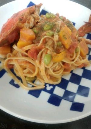 渡り蟹のノンオイルトマトクリームパスタ-レシピのメイン写真