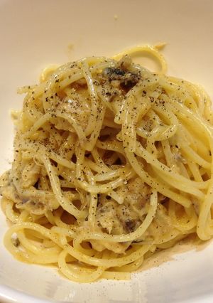 残った焼魚で簡単！カルボナーラ〜☆-レシピのメイン写真