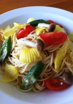 簡単 花おくら冷製パスタ-レシピのメイン写真