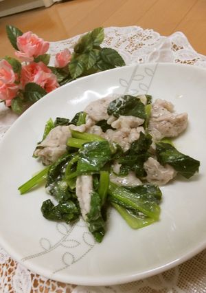 簡単！レンジde豚肉と小松菜の塩炒め風-レシピのメイン写真