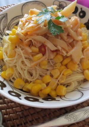 コーンとメンマで☆簡単冷製パスタ-レシピのメイン写真