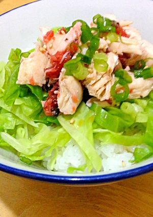 ポン酢でさっぱり♪鶏ささみの梅和え丼-レシピのメイン写真