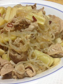 たけのこ、しらたきと豚肉のにんにく醤油-レシピのメイン写真