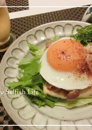 醤油麹で♬シメジお揚げの月見豆腐ステーキ-レシピのメイン写真