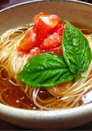 【簡単】バジル&トマトのそうめん-レシピのメイン写真