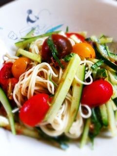 夏バテに!カラフルサラダそうめん-レシピのメイン写真