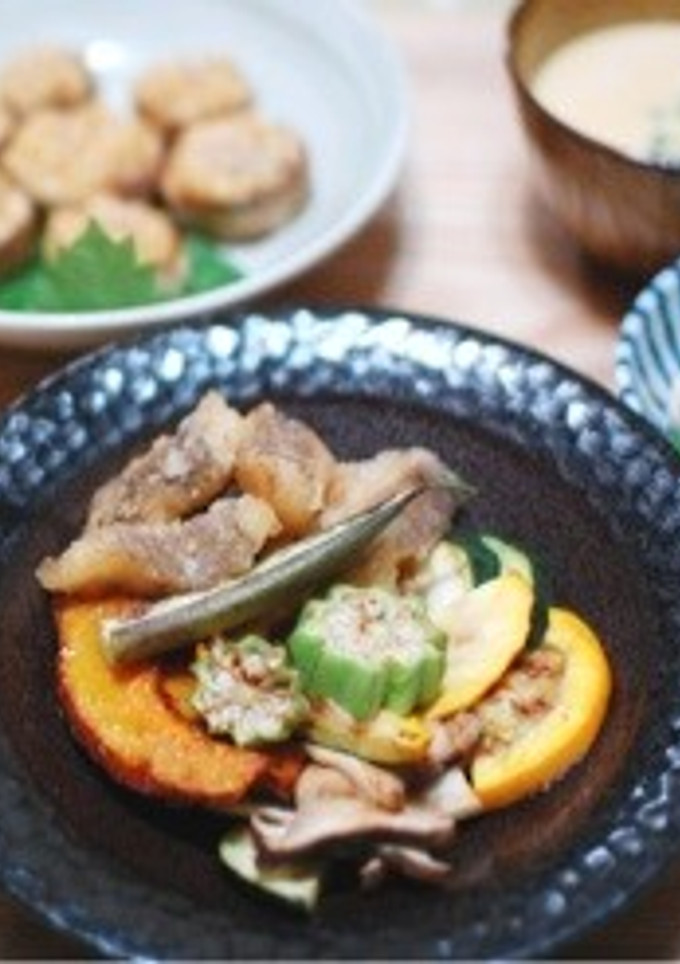 夏野菜と竜田揚げの煮浸し-レシピのメイン写真
