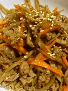 簡単♪牛肉とごぼうの甘辛生姜炒め-レシピのメイン写真