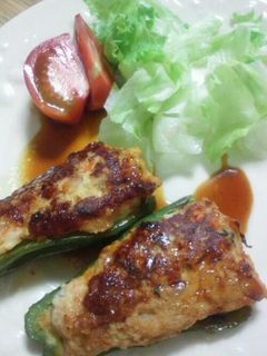ピーマンの肉詰~ふんわりつくね照り焼き風-レシピのメイン写真