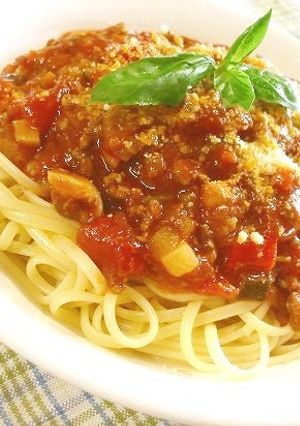 夏野菜たっぷりボロネーゼパスタ-レシピのメイン写真