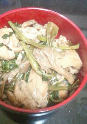 舞茸と空芯菜の豚肉炒め-レシピのメイン写真