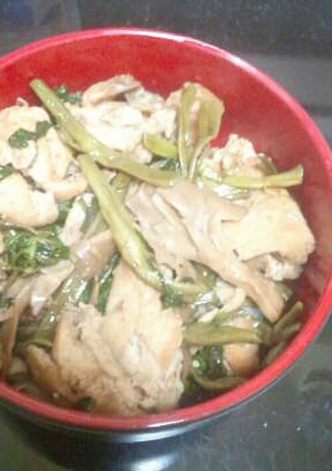 舞茸と空芯菜の豚肉炒め-レシピのメイン写真