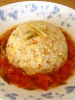 §トマトとミョウガの中華スープチャーハン-レシピのメイン写真