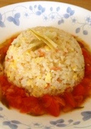 §トマトとミョウガの中華スープチャーハン-レシピのメイン写真