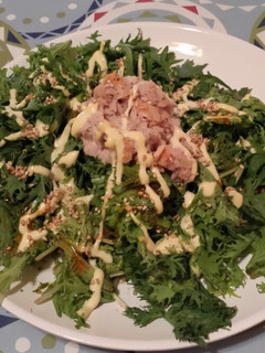 ツナとわさび菜の胡麻マヨラー油サラダ-レシピのメイン写真