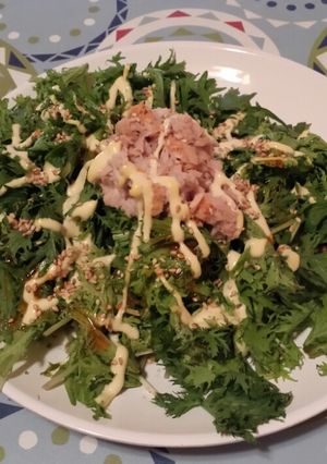 ツナとわさび菜の胡麻マヨラー油サラダ-レシピのメイン写真
