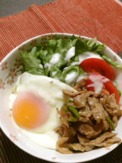 豚肉とピーマンのロコモコ丼*カフェ飯*-レシピのメイン写真