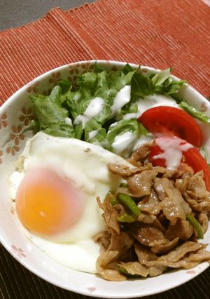 豚肉とピーマンのロコモコ丼*カフェ飯*-レシピのメイン写真