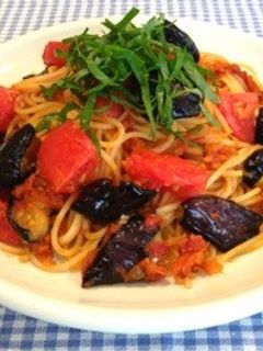 ナスのトマトパスタ-レシピのメイン写真