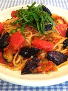 ナスのトマトパスタ-レシピのメイン写真