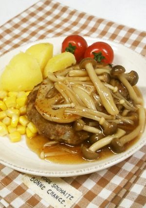 れんこんハンバーグ♪きのこあんかけ-レシピのメイン写真
