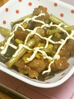 ナスとアスパラてりやきマヨチキン-レシピのメイン写真