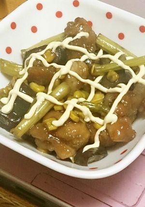 ナスとアスパラてりやきマヨチキン-レシピのメイン写真