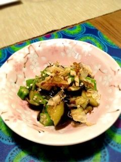 簡単電子レンジでなすとおくらの麺つゆあえ-レシピのメイン写真