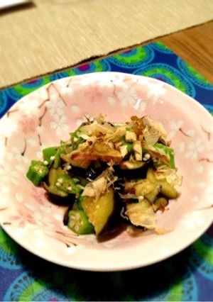 簡単電子レンジでなすとおくらの麺つゆあえ-レシピのメイン写真