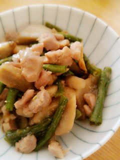 長豆とごぼうの生姜入り鶏肉煮-レシピのメイン写真