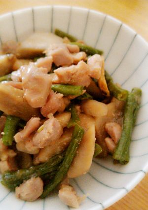 長豆とごぼうの生姜入り鶏肉煮-レシピのメイン写真