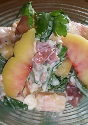 桃と生ハムのチーズ冷製パスタ-レシピのメイン写真