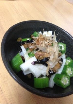 オクラ長芋なすの塩昆布和え-レシピのメイン写真