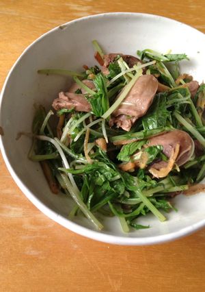 鶏ハツと水菜の生姜炒め-レシピのメイン写真
