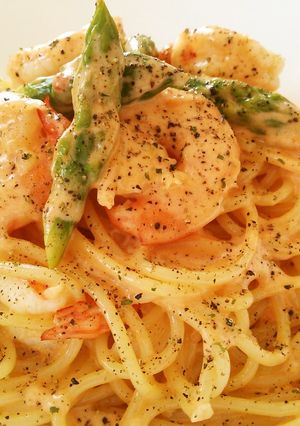 海老とｱｽﾊﾟﾗのｸﾘｰﾑﾊﾟｽﾀ♪-レシピのメイン写真