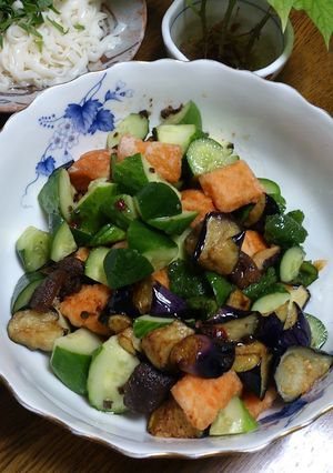 素揚げ夏野菜とサーモンのサラダ-レシピのメイン写真