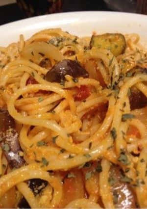 揚げ茄子のトマトパスタ-レシピのメイン写真