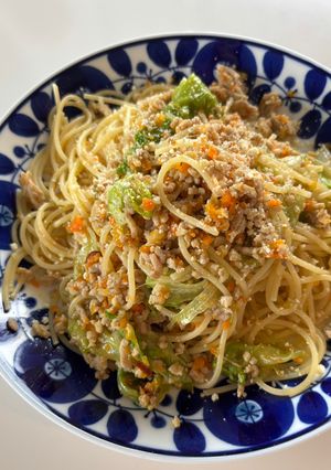 ひき肉とレタスの塩パスタ-レシピのメイン写真